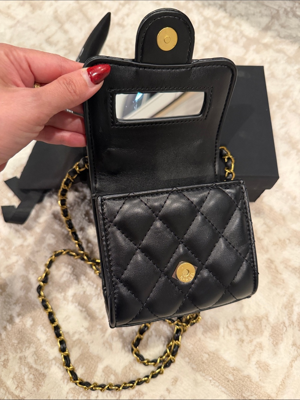Chanel Makeup Bag with Mirror inside (5” x 5”) - Picture 2 of 3